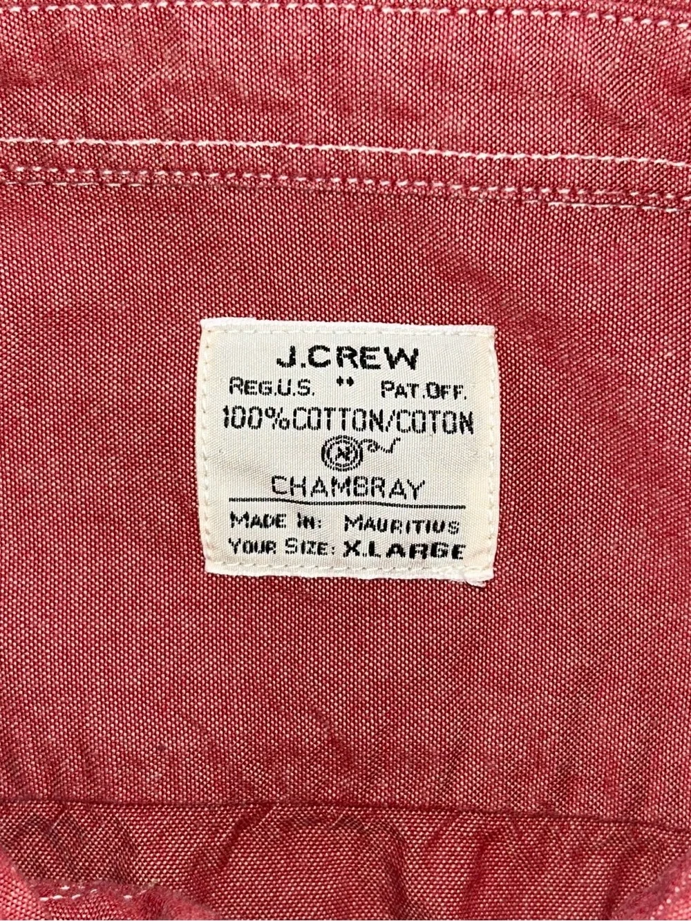 Vintage 80’s 90’s J Crew Chin Strap Chambray Work Shirt Size XL